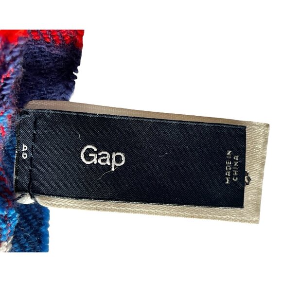 Plaid Fringe Flannel Scarf Wrap Red & Blue 85" X 26.5" Soft Acrylic By Gap - Picture 5 of 11